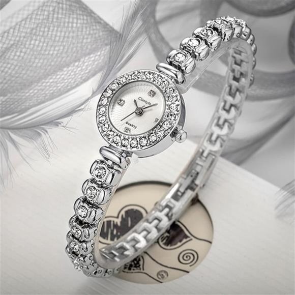 Rhinestone Silver Women Ladies Elegant Stainless Steel Watch main image 5